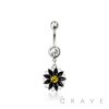 316L SURGICAL STEEL SUNFLOWER DANGLE BELLY BUTTON NAVEL RING 
